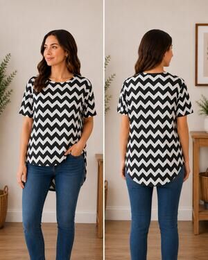 NWT LuLaRoe Black White Chevron Irma Shirt Top Blouse Tunic XXS